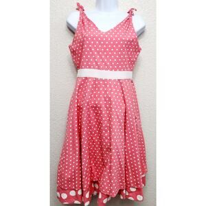 Rare Editions Orange White Polka Dot Sleeveless Midi Dress 16 Girls Lightweight